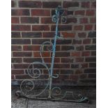 A 19TH CENTURY BLUE PAINTED WROUGHT IRON PUB SIGN WALL BRACKET