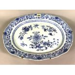 A 19TH CENTURY BLUE AND WHITE SERVING DISH