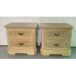 A PAIR OF MODERN HARDWOOD TWO DRAWER BEDSIDE CHESTS (2)