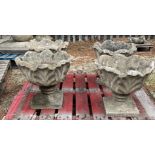 A GROUP OF FOUR MODERN RECONSTITUTED STONE GARDEN URNS (4)