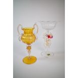 A MODERN VENETIAN GLASS PEDESTAL DISH, (2)