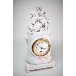 A CONTINENTAL BISCUIT PORCELAIN TIMEPIECE