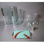 A PAIR OF MODERN GLASS DECANTERS (6)
