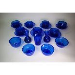 A GROUP OF VENETIAN BLUE GLASSWARE (21)