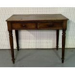 A 19TH CENTURY MAHOGANY TWO DRAWER SIDE TABLE