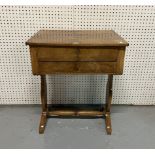 A 19TH CENTURY WALNUT TWO DRAWER WORK TABLE