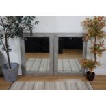 A PAIR OF GREY PAINTED RECTANGULAR WALL MIRRORS (2)
