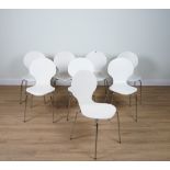 JOHN LEWIS, A SET OF EIGHT WHITE CURVE DINING CHAIRS (8)
