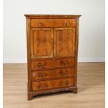 AN EARLY 18TH CENTURY STYLE FEATHER BANDED WALNUT SIDE CABINET