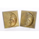 ZEV (NÉ DANIEL HARRIS, AMERICAN, 1814-1986): A PAIR OF GILT-BRONZE 'MAN IN MOON' PLAQUES (2)