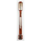 A REGENCY MAHOGANY AND OUTLINED BOW-FRONT STICK BAROMETER