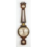 A VICTORIAN ROSEWOOD AND BRASS INLAID WHEEL BAROMETER