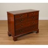 A GEORGE III MAHOGANY FIVE DRAWER CHEST OF DRAWERS