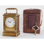 A RARE FRENCH BRASS ‘GIANT’-SIZE GORGE CASED CARRIAGE CLOCK WITH PUSH REPEAT, AND WITH...