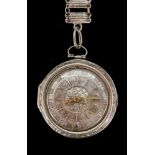 A SILVER REPOUSSÉ PAIR CASED KEY WIND OPENFACED POCKET WATCH