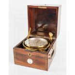 A ROSEWOOD AND BRASS-LINE INLAID MARINE CHRONOMETER