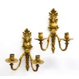 A PAIR OF ORMOLU TWIN-LIGHT WALL APPLIQUÉS (2)