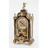 A FRENCH ORMOLU-MOUNTED TORTOISESHELL AND BOULLE-WORK MANTEL CLOCK