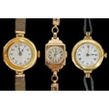 THREE GOLD CASED LADIES WATCHES (3)