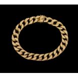 A FRENCH GOLD CURB LINK 18CT BRACELET