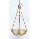 A NEO-CLASSICAL REVIVAL STYLE GILT-METAL MOUNTED ALABASTER DISH LIGHT