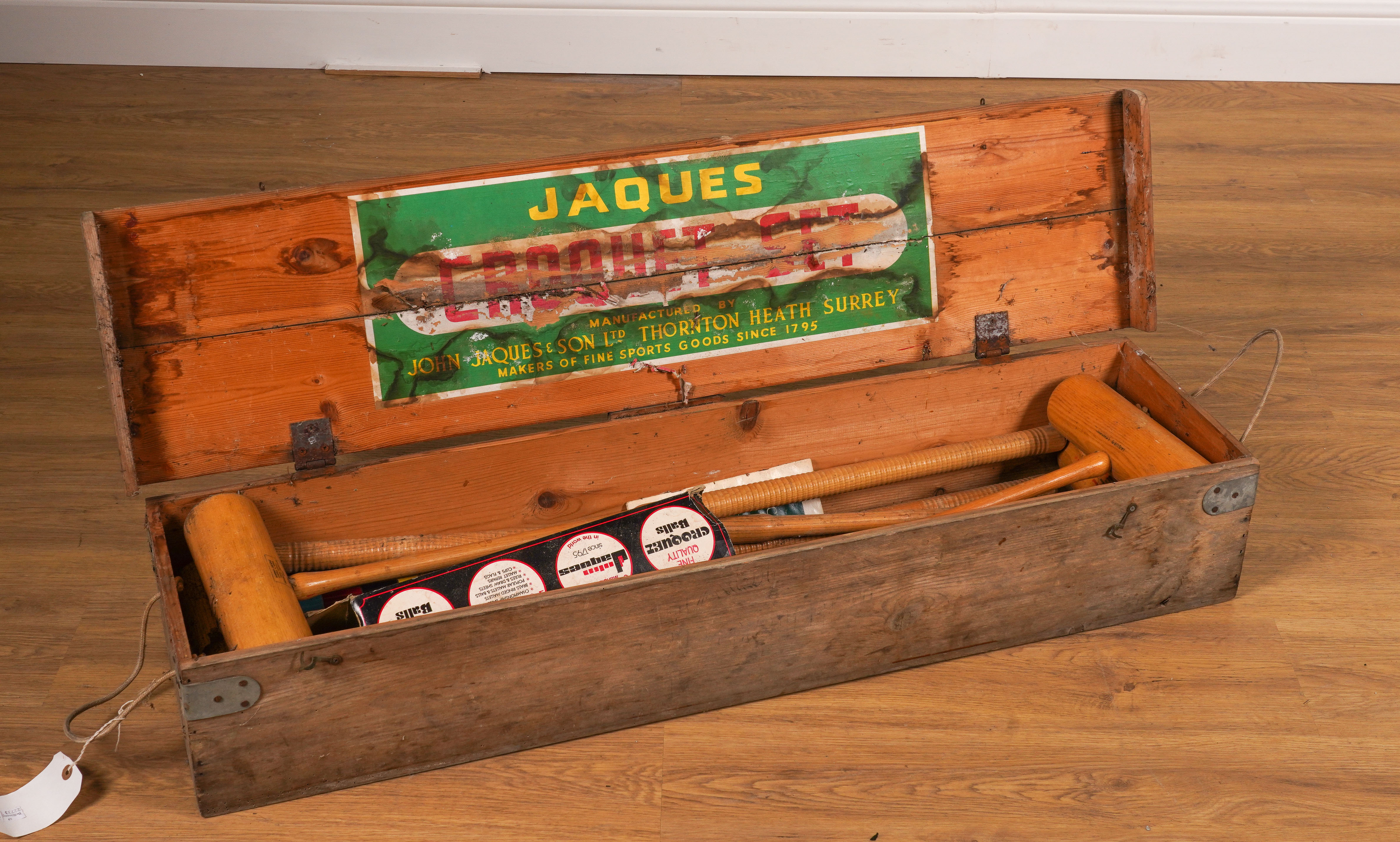 JOHN JAQUES & SONS LTD.: A PINE CASED CROQUET SET