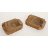 ROBERT ‘MOUSEMAN’ THOMPSON OF KILBURN: A PAIR OF CARVED OAK ASHTRAYS (2)