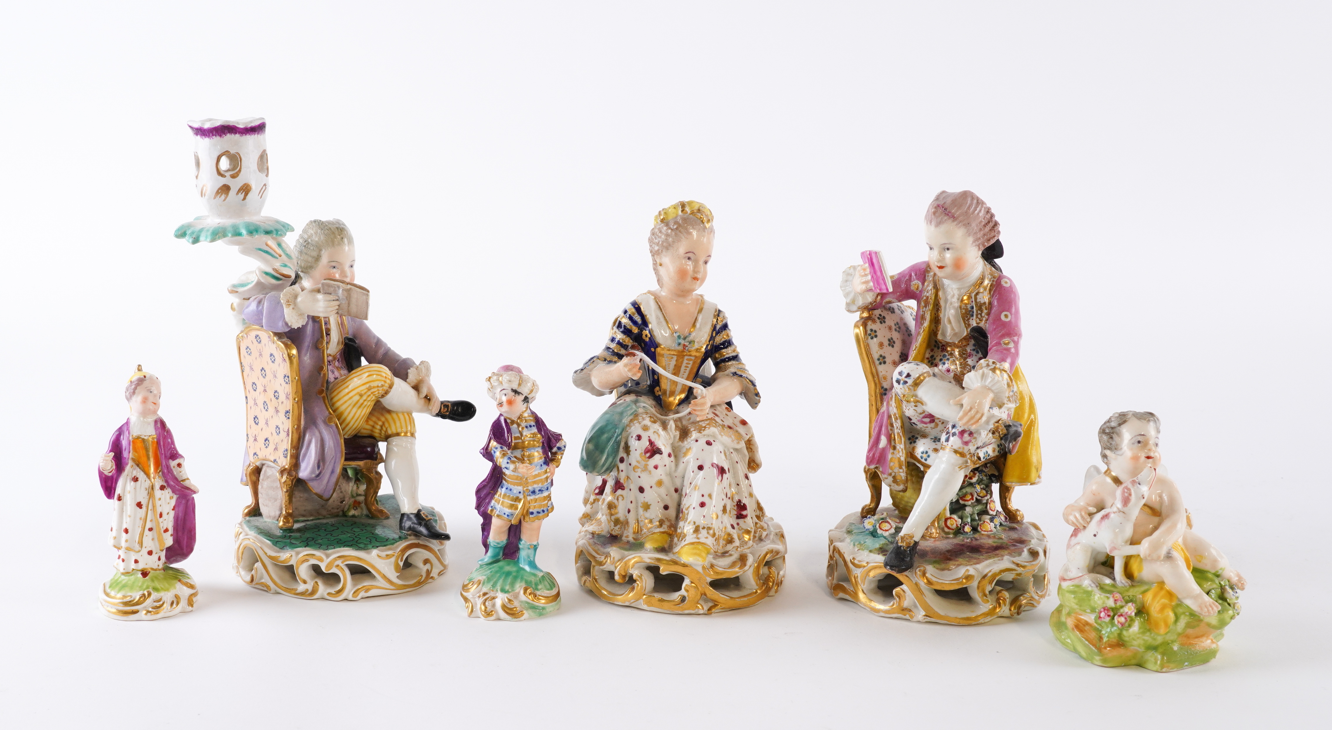 A GROUP OF SIX DERBY PORCELAIN FIGURES (6)