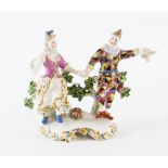 A RARE BOW PORCELAIN GROUP OF HARLEQUIN AND COLUMBINE