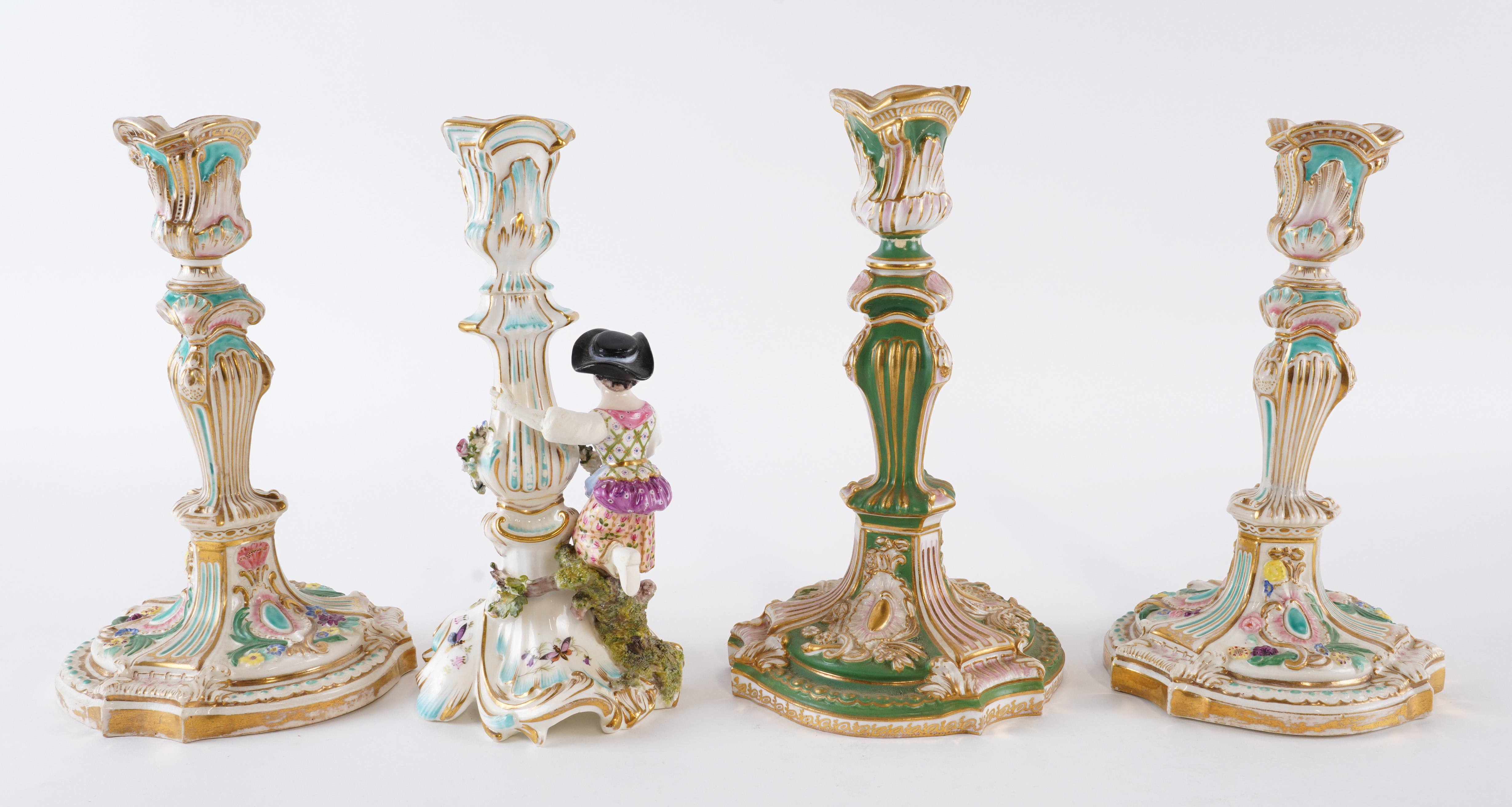 A COALPORT PORCELAIN FIGURE CANDLESTICK - Image 2 of 3