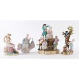 FOUR MEISSEN FIGURE GROUPS (4)