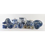 A LARGE GROUP OF STAFFORDSHIRE BLUE AND WHITE PEARLWARE