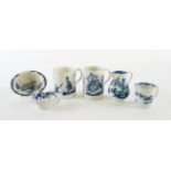 SIX PIECES OF WORCESTER BLUE AND WHITE PORCELAIN (6)