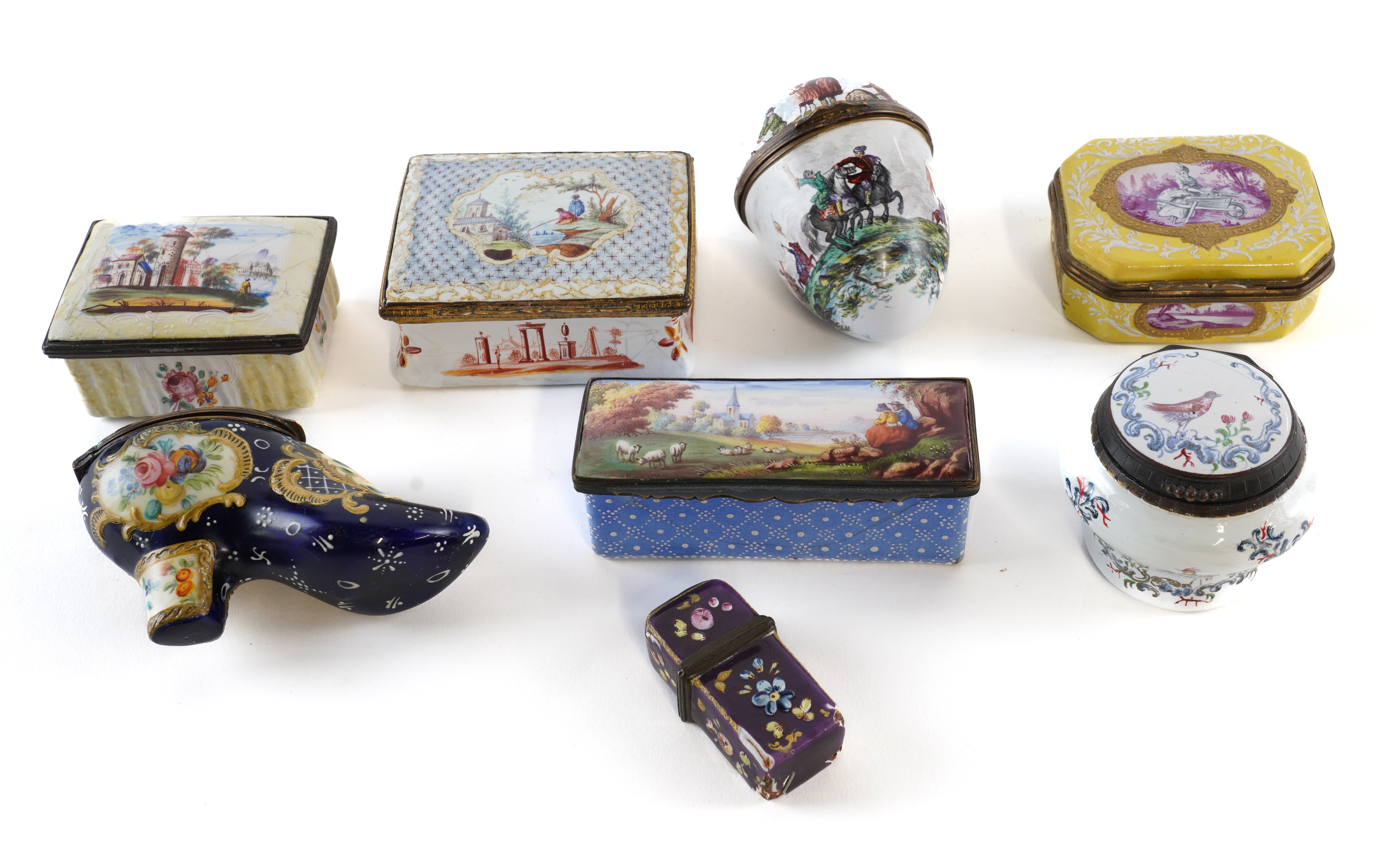 A GROUP OF SEVEN ENAMEL BOXES