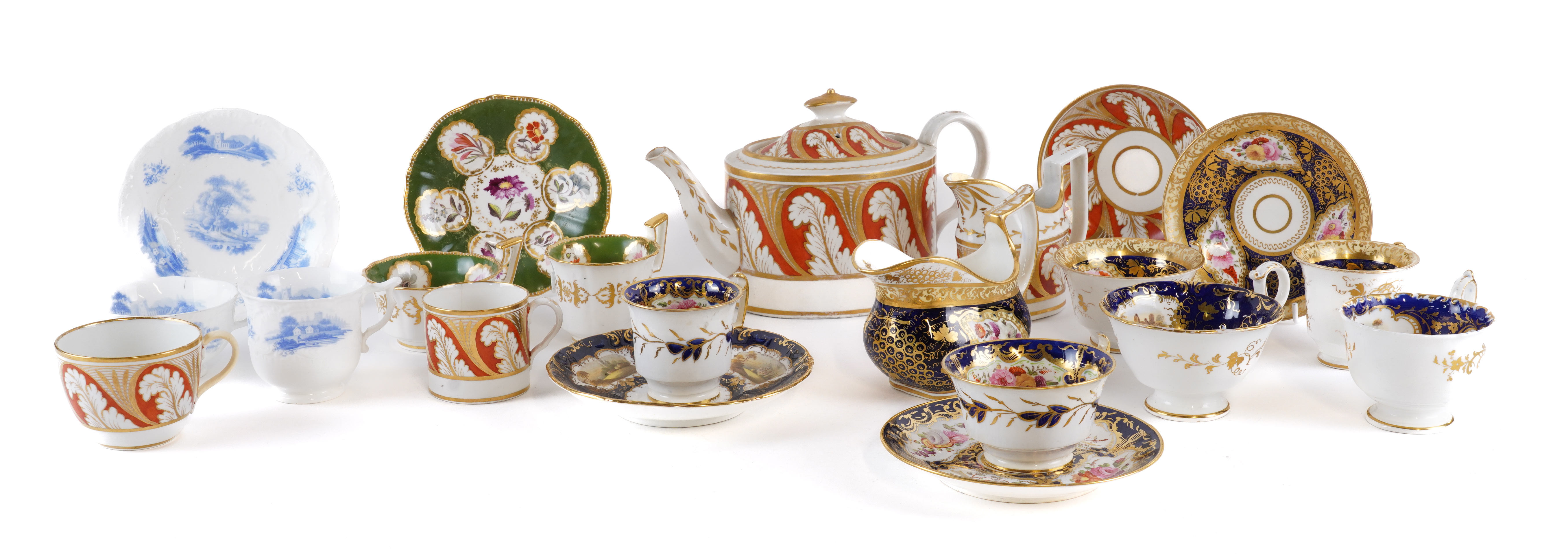 A GROUP OF ENGLISH PORCELAIN TEA AND COFFEE WARES