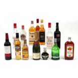 FOURTEEN MIXED BOTTLES OF SPIRITS, FORTIFIED WINES AND CHAMPAGNE INCLUDING MOET & CHANDON,...