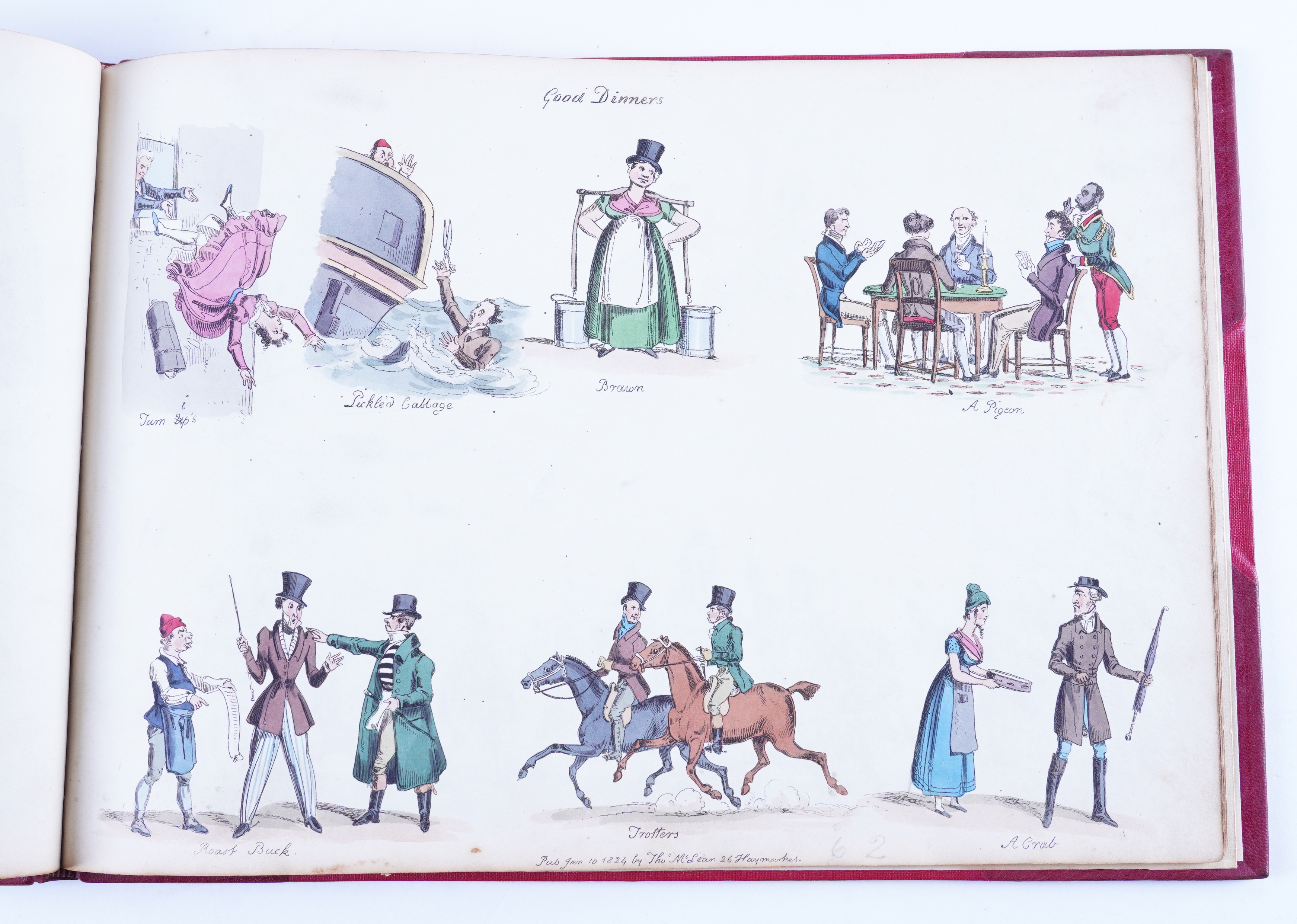 HEATH, William (1794-1840). Good Dinners, London, 1824, 9 hand-coloured plates [Bound with:] ... - Image 3 of 11