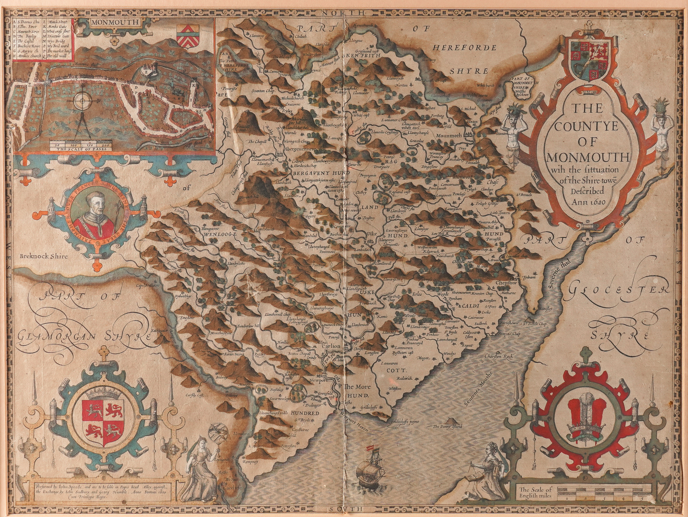 WALES - John SPEED (1551-1629). The Countye of Monmouth, [London], 1610 [but from the Latin...