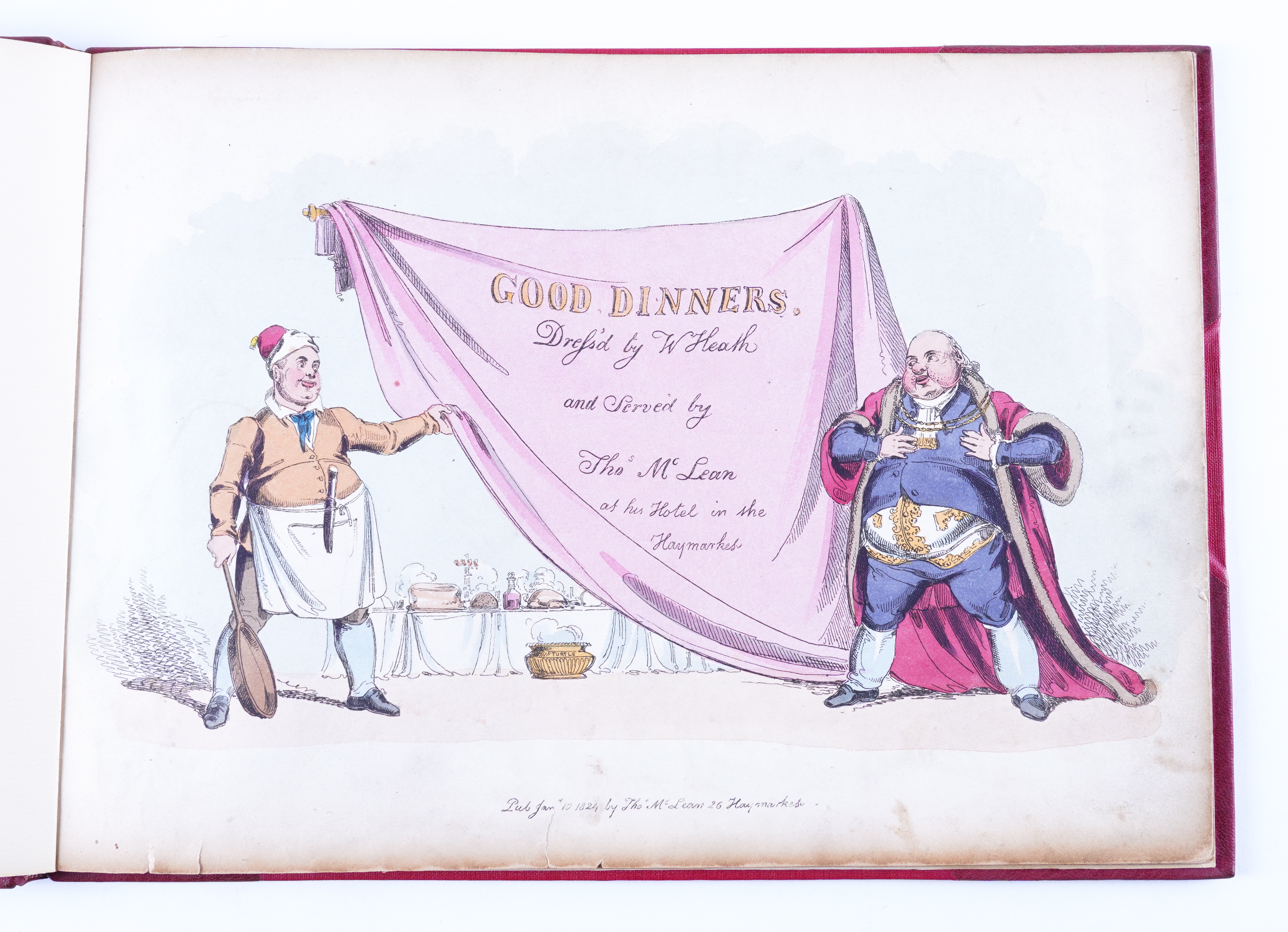 HEATH, William (1794-1840). Good Dinners, London, 1824, 9 hand-coloured plates [Bound with:] ... - Image 2 of 11