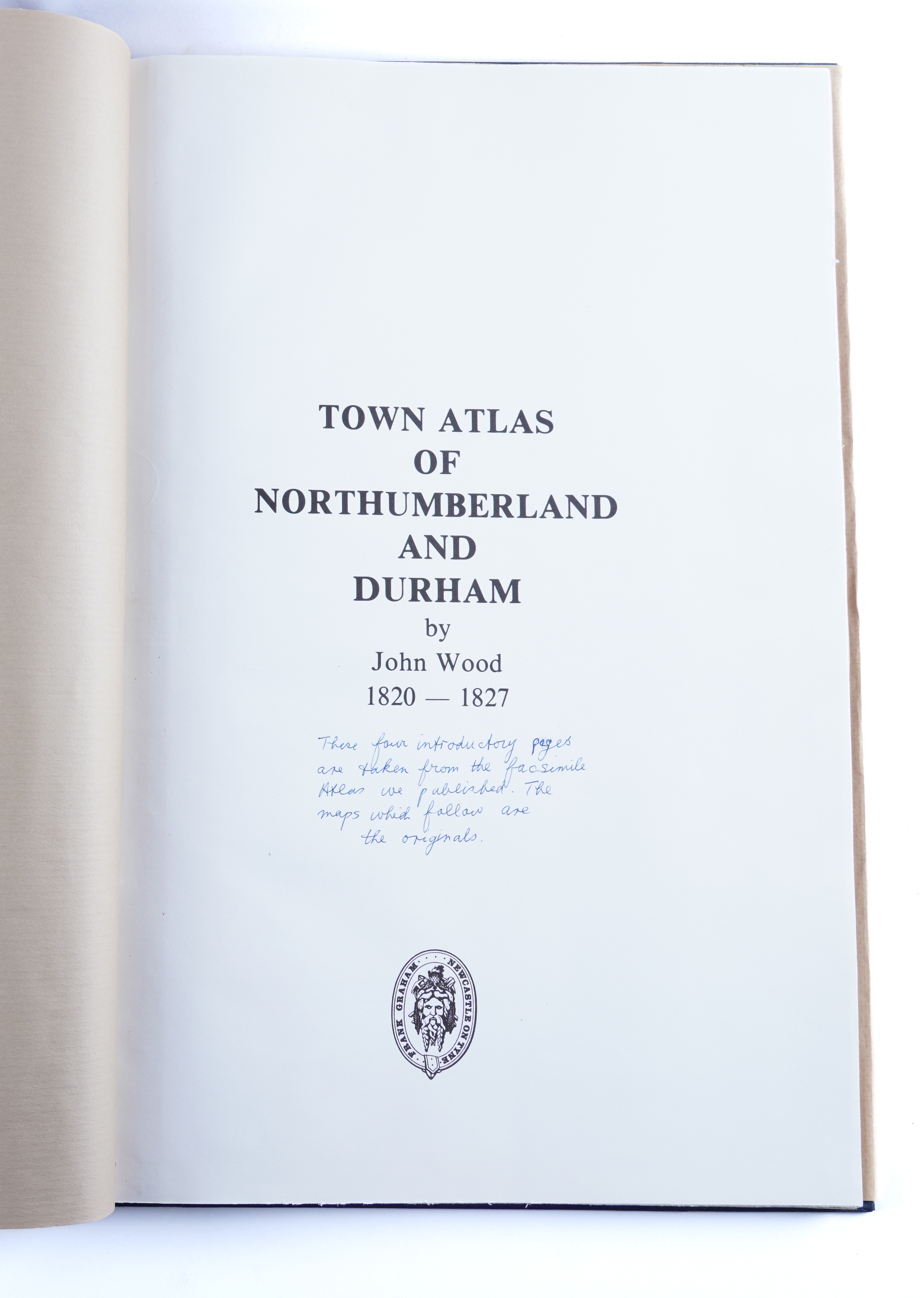 WOOD, John (d.1847, cartographer). "Town Atlas of Northumberland and Durham." [Title on...