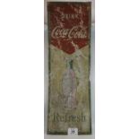 A large mid century alloy Coca Cola advertising sign with great patina. 137cm x 46cm. Condition