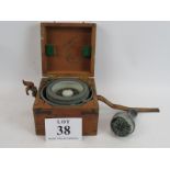 A WW2 period naval ships compass Patt. O188. A in original mahogany case with admiralty stamp