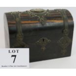 A 19th Century dome topped coromandel stationery box with gothic style brass mounts and central