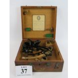 A 1924 Heath & Co 'Hezzanith' sextant in fitted oak carrying case with spare lenses and original