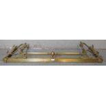 A Victorian brass fire fender with scrolled gallery rail. Condition report: Various minor dents &