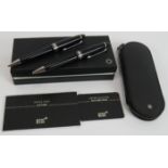 A boxed Mont Blanc 2 pen 4810 Westside leather pouch with black Mont Blanc Meisterstuck ballpoint