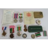 A collection of mixed WWI and WW2 medals including a Mercantile Marine Medal engraved Malloo Bootta,