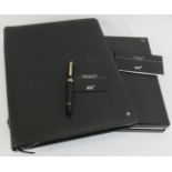 A boxed Mont Blanc 4810 Westside leather organiser with a black Mont Blanc Meisterstuck fountain