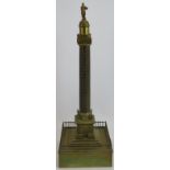 A 19th Century Grand Tour souvenir of Trajan's Column, Rome, constructed of gilt brass. Height 45cm.