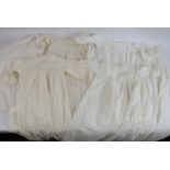 Six antique cotton lace christening gown plus 2 lace collars. (8). Condition report: One gown has